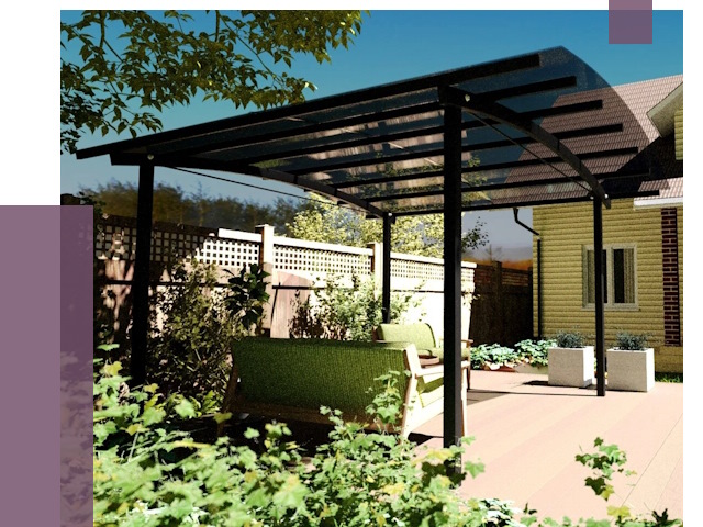 Навесы для террасы в Боре от 13247 руб. под ключ | ПРОЛЁТ-Бор