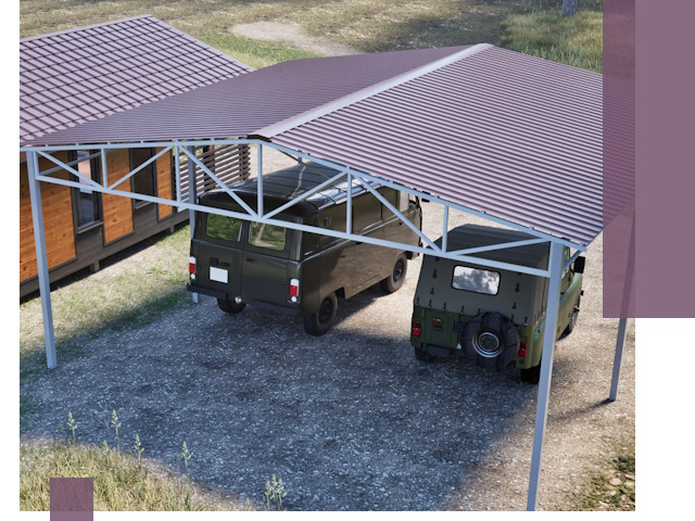 Двускатные навесы под ключ в Боре — изготовление и монтаж